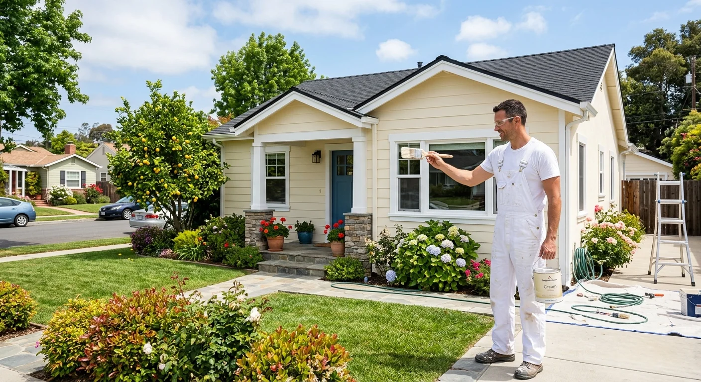 A charming, well-maintained single-story home in a sunny Lemon Grove neighborhood, featuring a fresh, clean coat of paint.